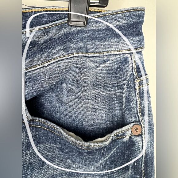 American Eagle Blue Extreme Flex 4 Distressed Skinny Jeans Size 33W 30L - Picture 9 of 13